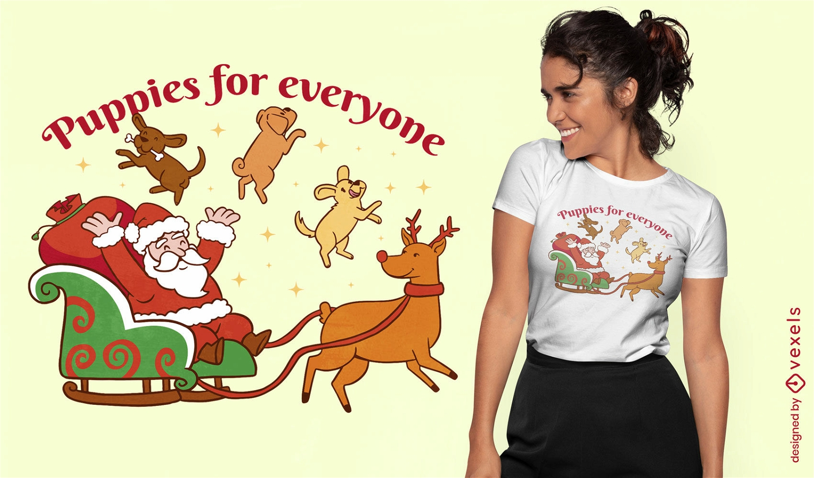 design de camiseta de cachorros de natal