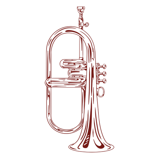 Red drawing of a trumpet PNG Design
