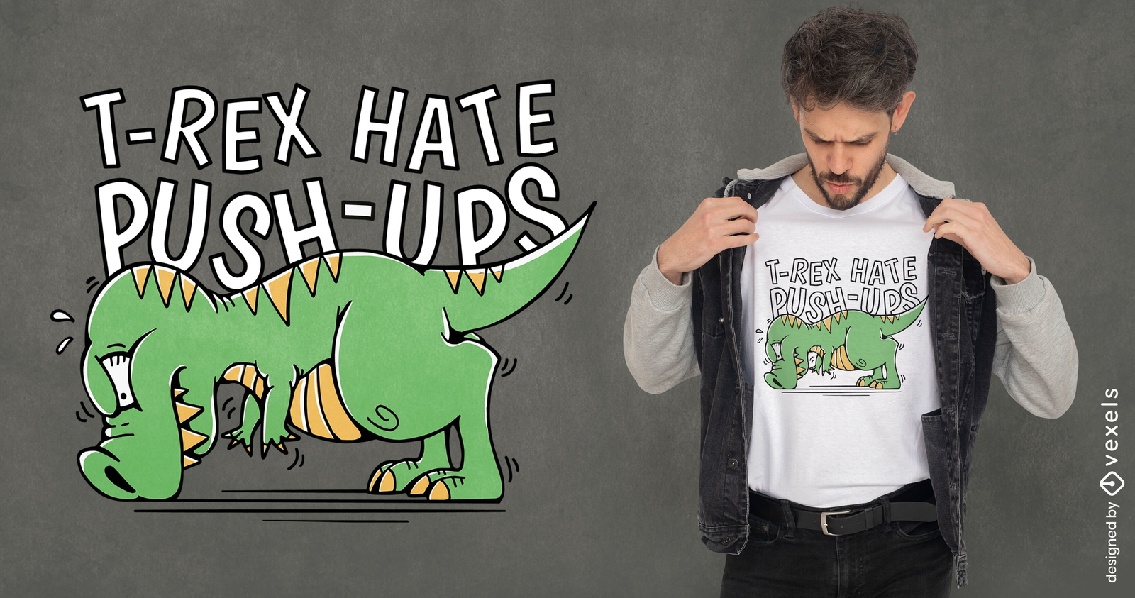 Diseño de camiseta con flexiones T-rex