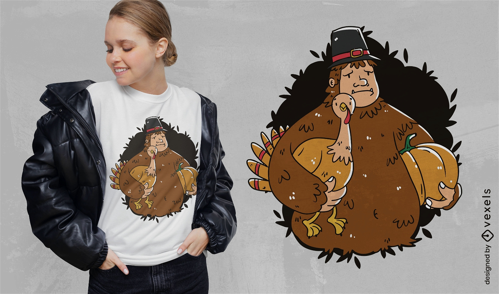 Thanksgiving-Big-Foot-T-Shirt-Design