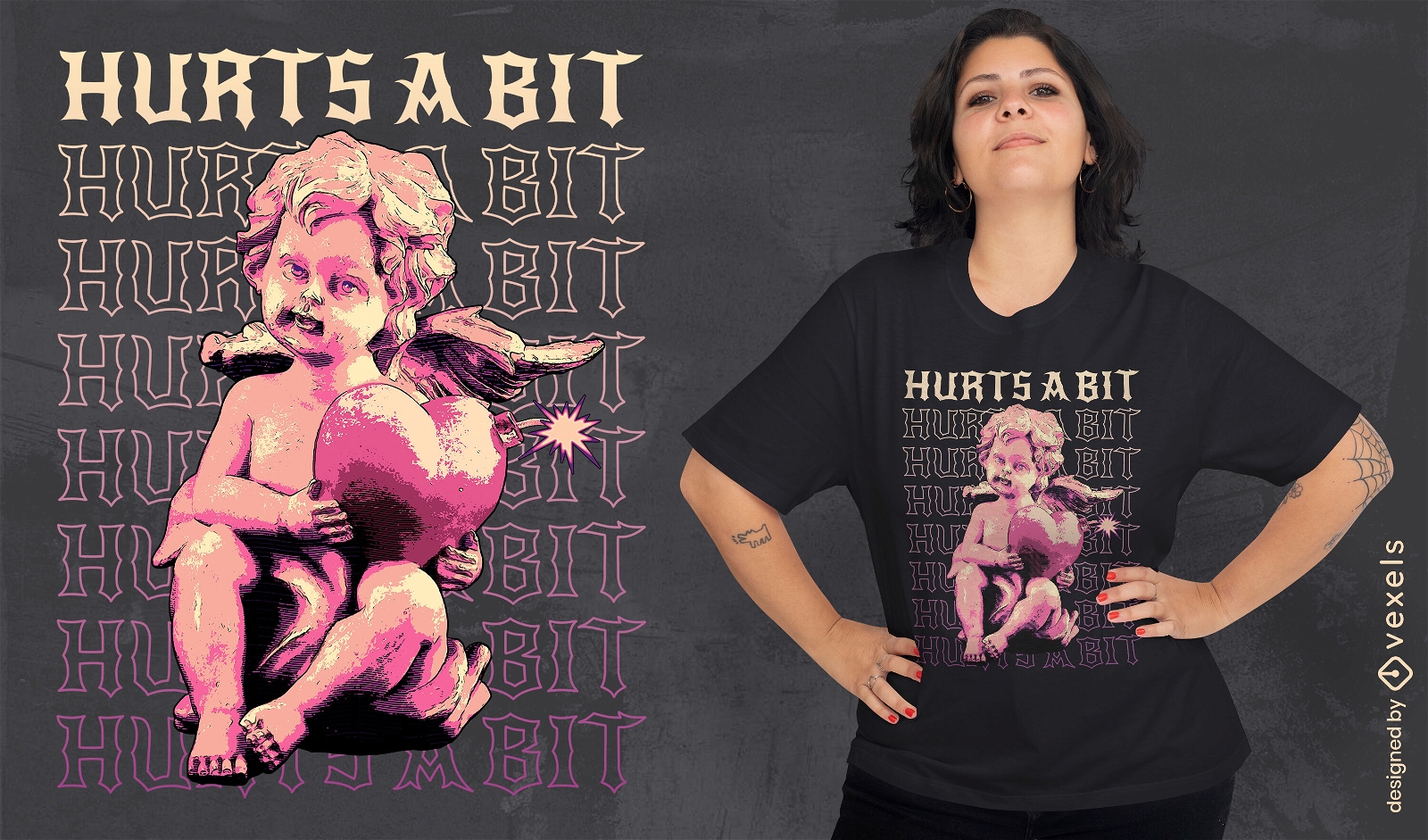 Hurt cupid psd t-shirt design