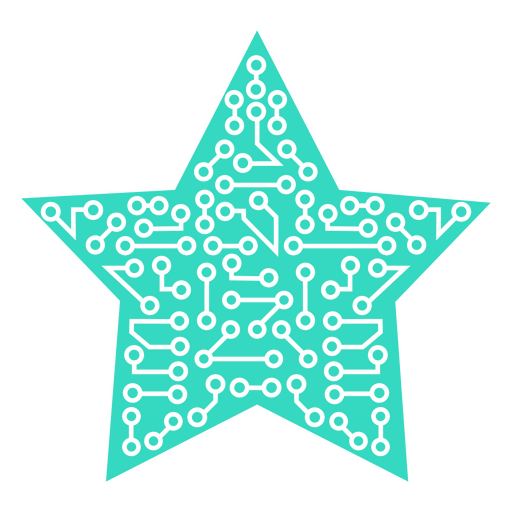 Green star with a circuit board on it PNG Design