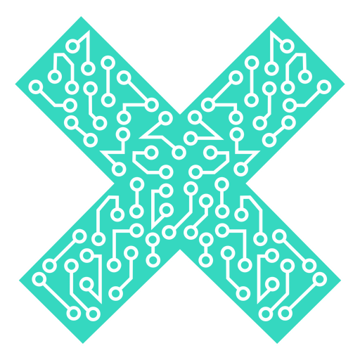 Placa de circuito con una x en el medio. Diseño PNG
