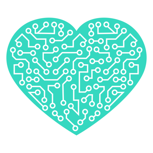 Placa de circuito em forma de coração cortada Desenho PNG