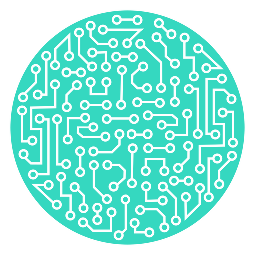 Placa de circuito en forma de c?rculo. Diseño PNG