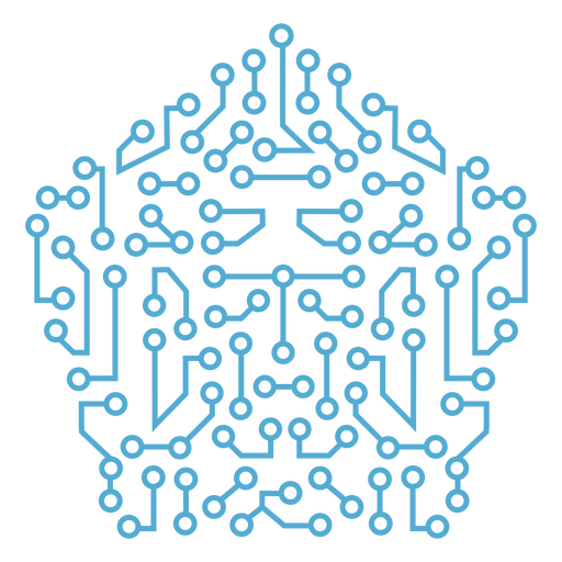 Placa de circuito con líneas azules. Diseño PNG