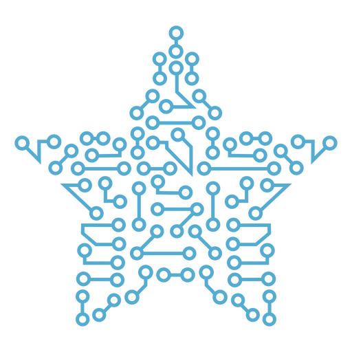 Placa de circuito em forma de estrela azul Desenho PNG