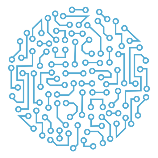 Placa de circuito azul en forma de c?rculo. Diseño PNG