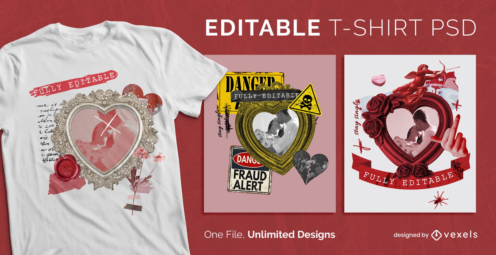 Anti Valentine's day scalable psd t-shirt