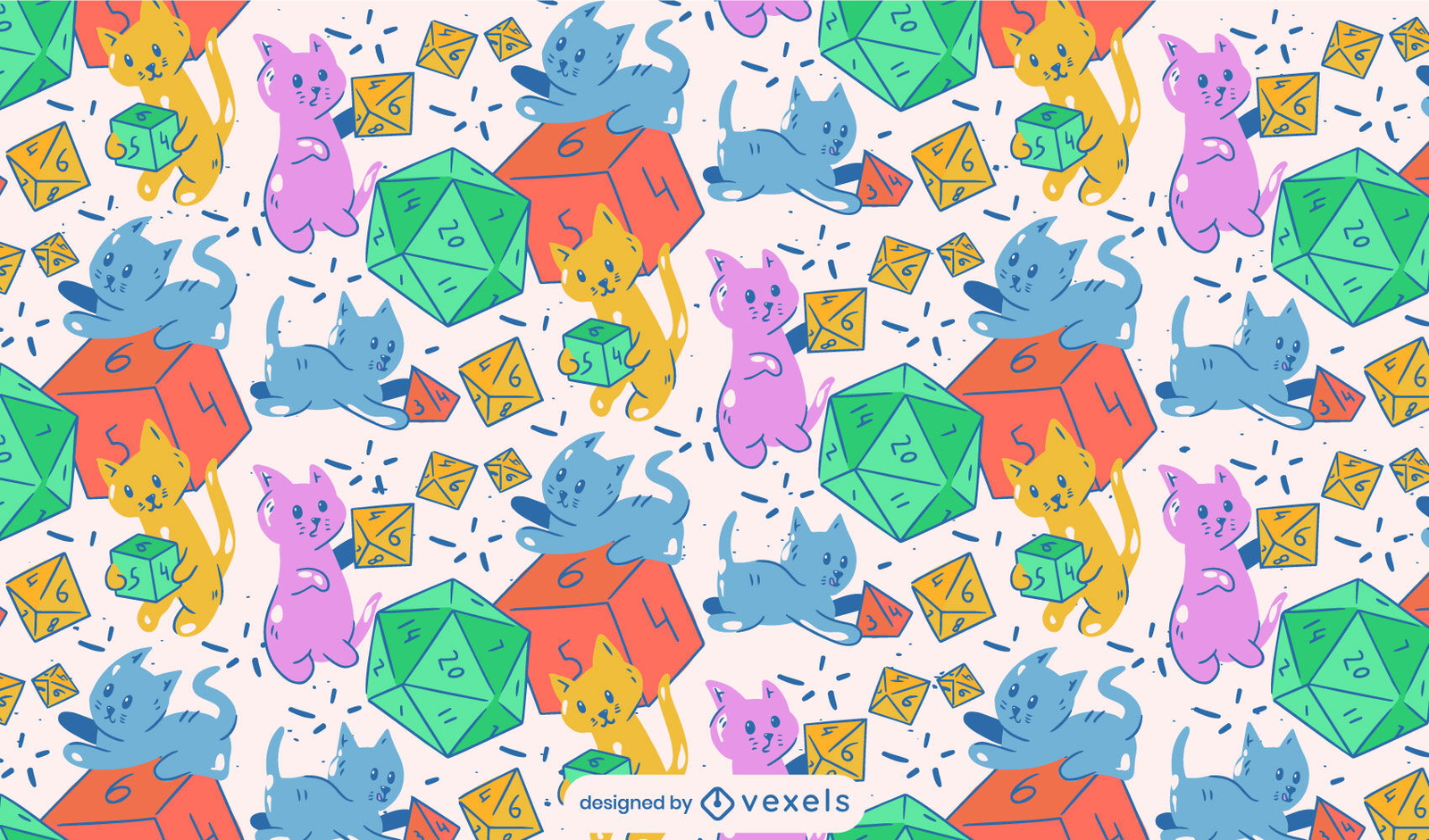 Cats and dices pattern design