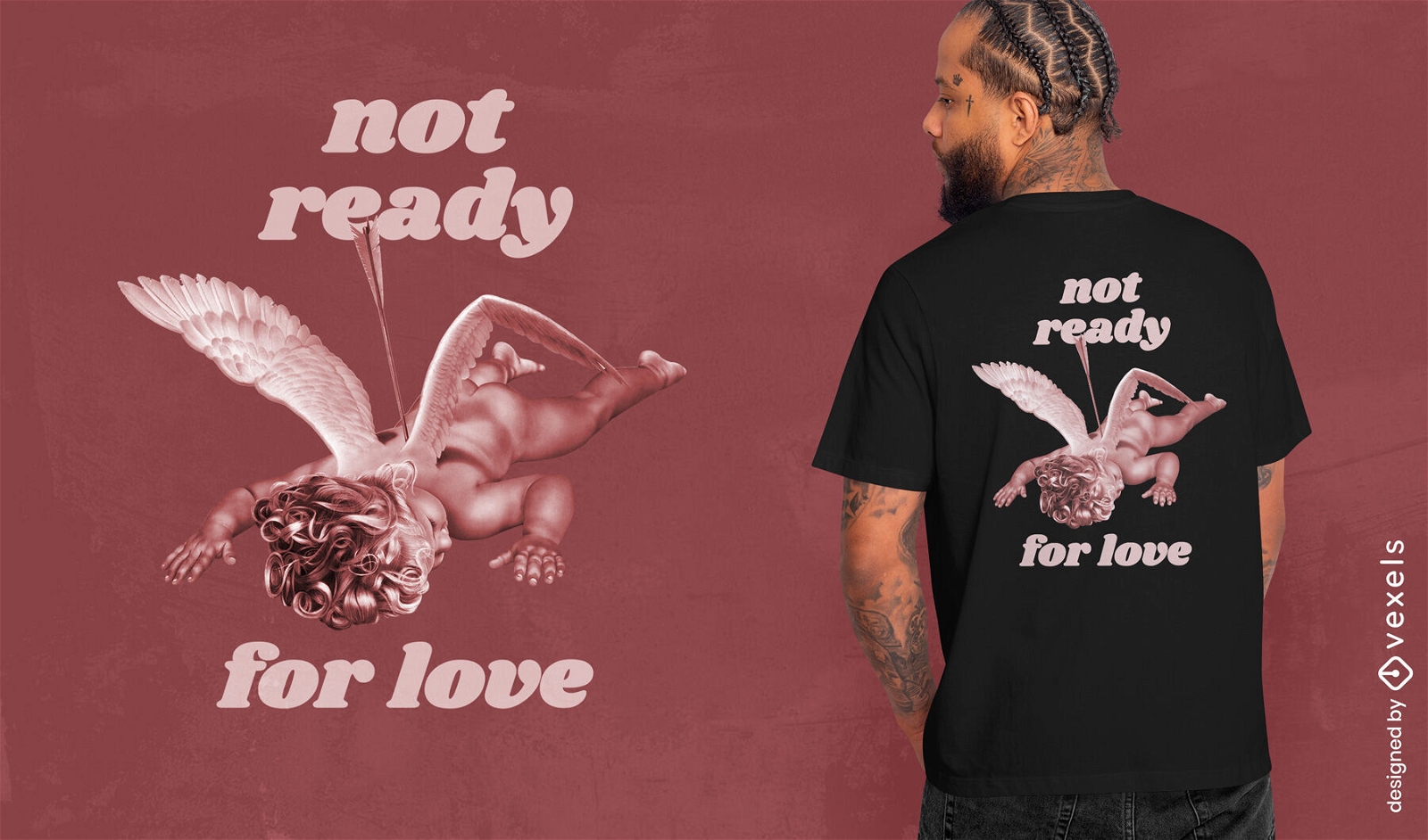 Not ready for love cupid psd t-shirt design