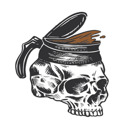 Skull With A Cup Of Coffee PNG & SVG Design For T-Shirts