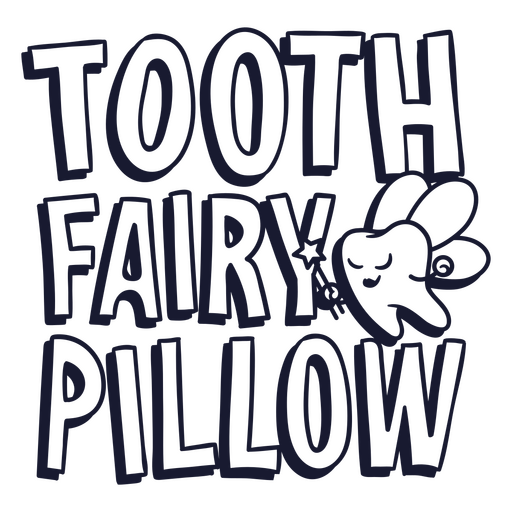 Tooth fairy pillow black and white PNG Design