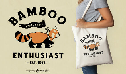 Bamboo enthusiast red panda tote bag design
