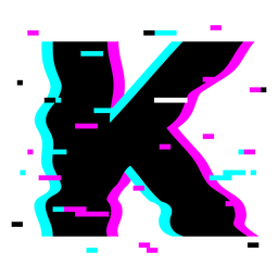 Alphabet glitch vaporwave k PNG Design