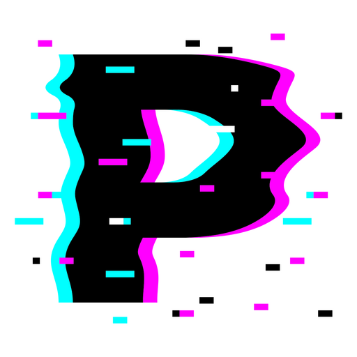 Alphabet glitch vaporwave p PNG Design