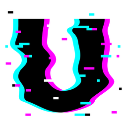Alphabet glitch vaporwave u PNG Design