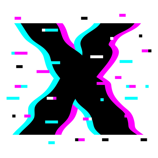 The letter x in blue, purple, and pink PNG Design