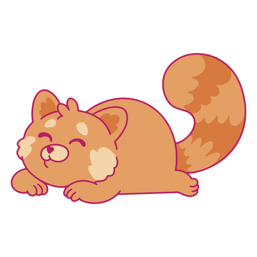 Kawaii red panda laying on floor PNG Design