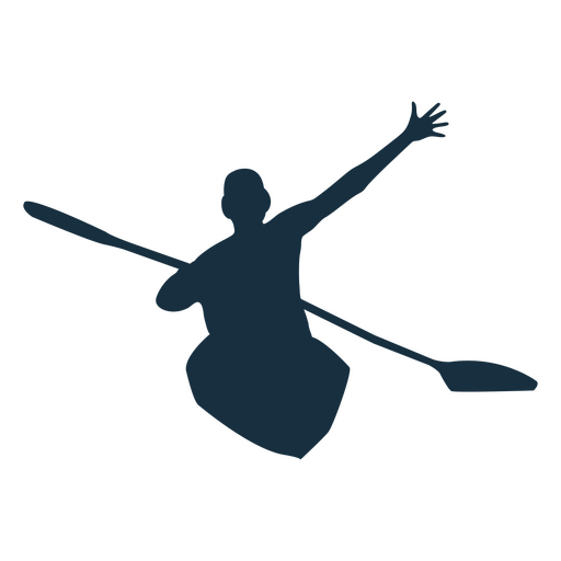 Silhouette of a person in a kayak extending hand PNG Design