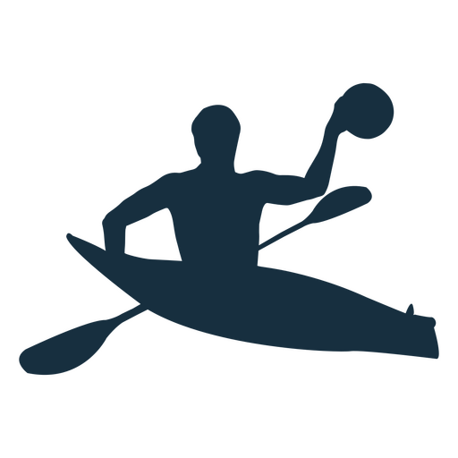 Silhouette of a person in a kayak ball in hand PNG Design