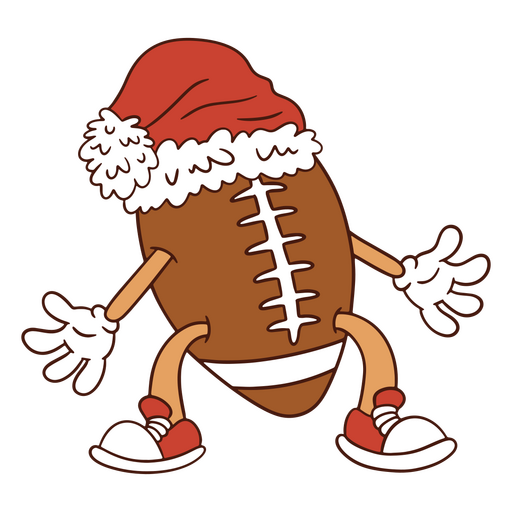 Cartoon football in a santa hat PNG Design
