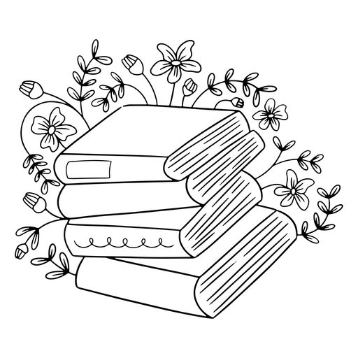 Ilustração de livro encantadora com detalhes florais Desenho PNG