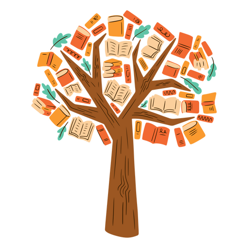 Tree with lots of books on it PNG Design