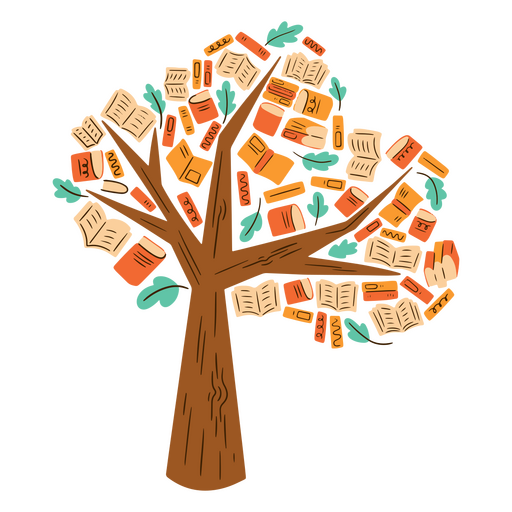Baum mit Büchern darauf PNG-Design