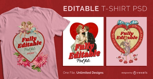 Vintage Valentinstag skalierbares T-Shirt PSD