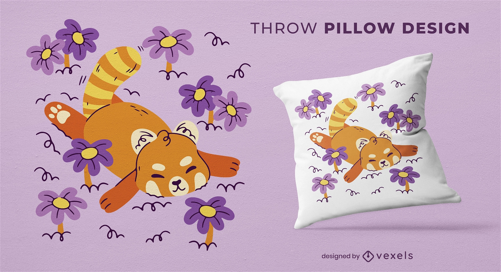 Red panda nap throw pillow design
