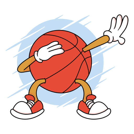 Pelota de baloncesto de dibujos animados con una mano extendida Diseño PNG