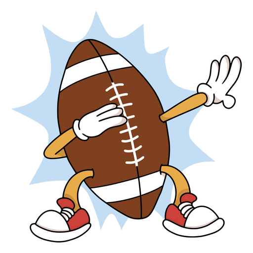 Mascote de futebol dos desenhos animados segurando uma bola Desenho PNG