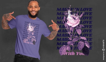 Purple flower plant on fire t-shirt psd