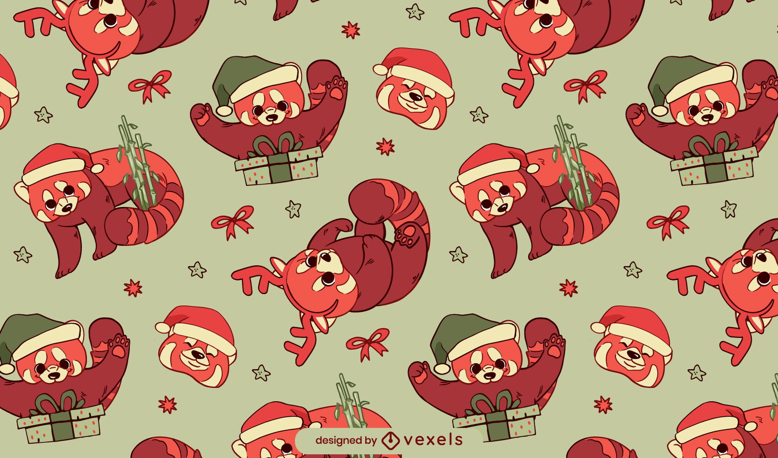 design de padrão de panda vermelho de natal