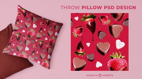 Chocolates for valentines day throw pillow psd