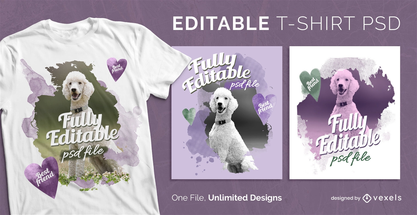 Dogs in watercolor scalable t-shirt psd