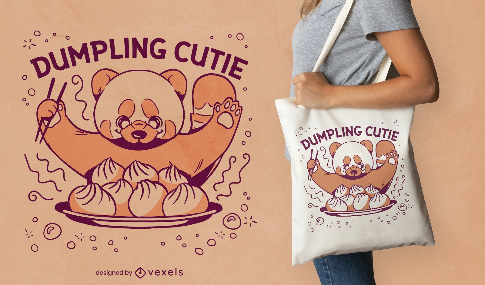 Dumpling red panda tote bag design