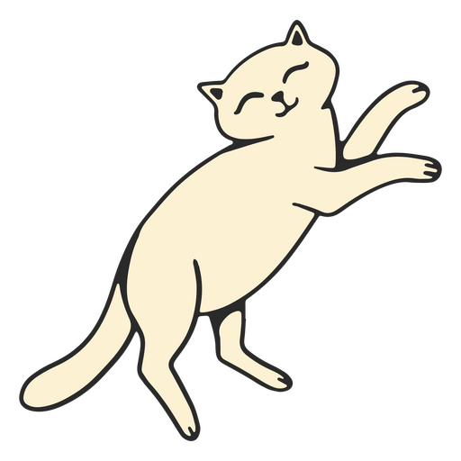 O gato branco está pulando Desenho PNG