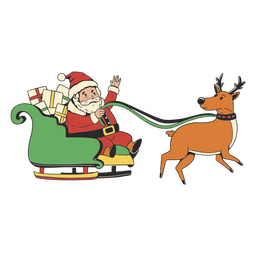 Santa Claus Riding A Reindeer In A Sleigh PNG & SVG Design For T-Shirts