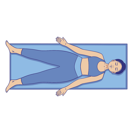 Illustration of a woman laying on a yoga mat PNG Design