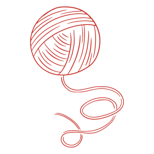 Bola de hilo roja Diseño PNG