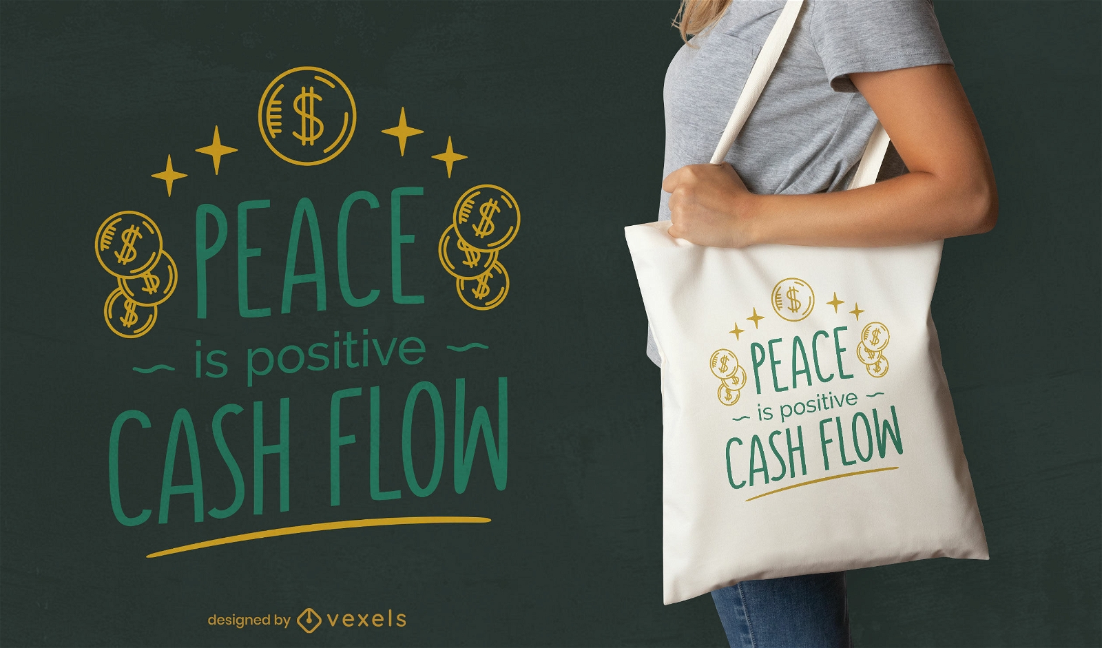 Coins and money quote tote bag design