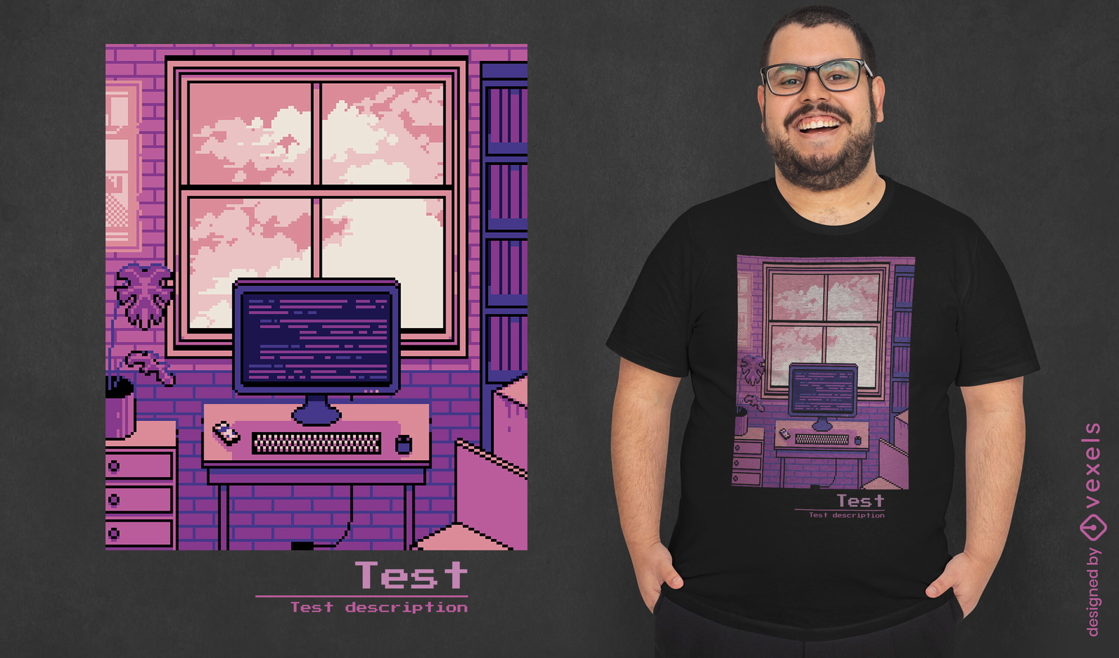 Codificación de diseño de camiseta de pixel art.