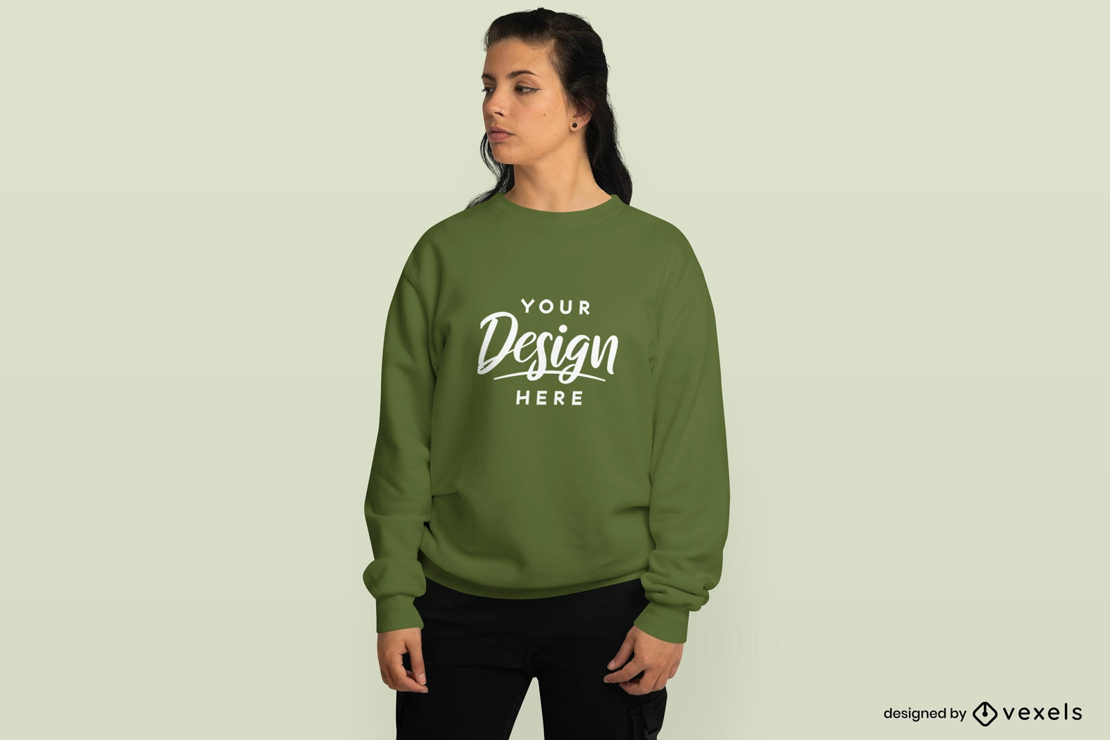 Brunette young woman in hoodie mockup