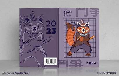 Design de capa de livro de artes marciais de panda vermelho