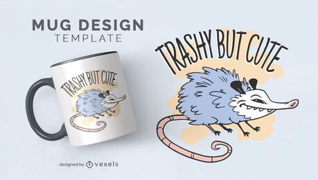 Possum animal cartoon mug template design