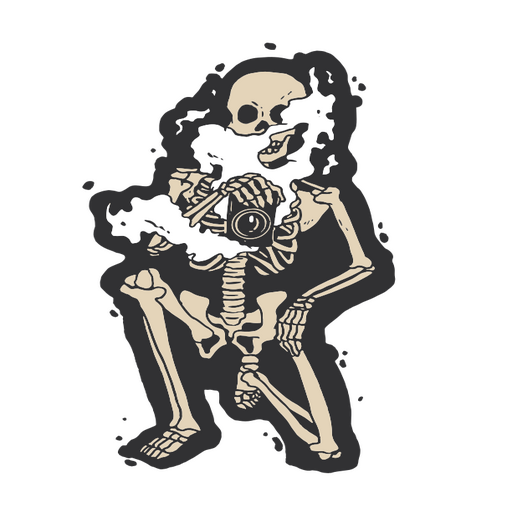 Skeleton smoking a cigarette PNG Design