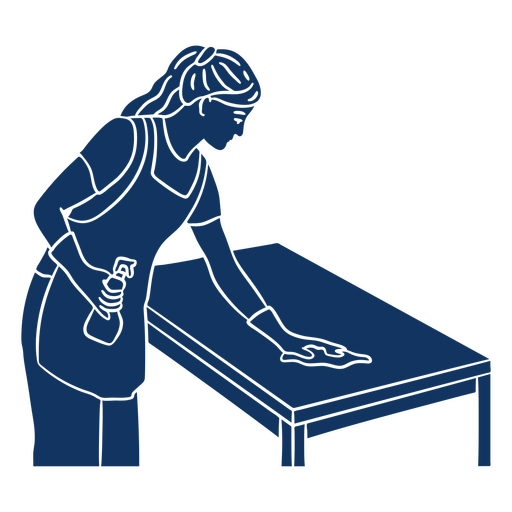 Illustration of a woman cleaning a table PNG Design