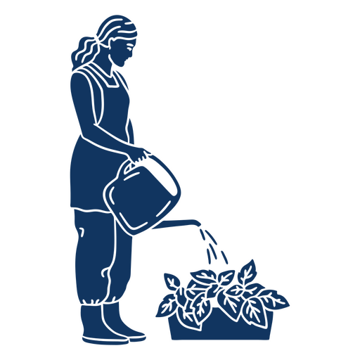 Silhouette einer Frau, die eine Pflanze gießt PNG-Design